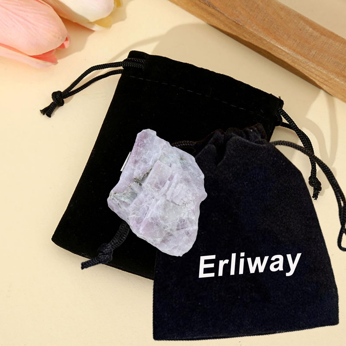 Erliway 1.25-2" Natural Kunzite Raw Stone and Healing Crystals, Rough Stone for Tumbling, Cabbing, Fountain Rocks, Decoration, Raw Crystal and Healing Stones for Polishing, Wicca & Reiki
