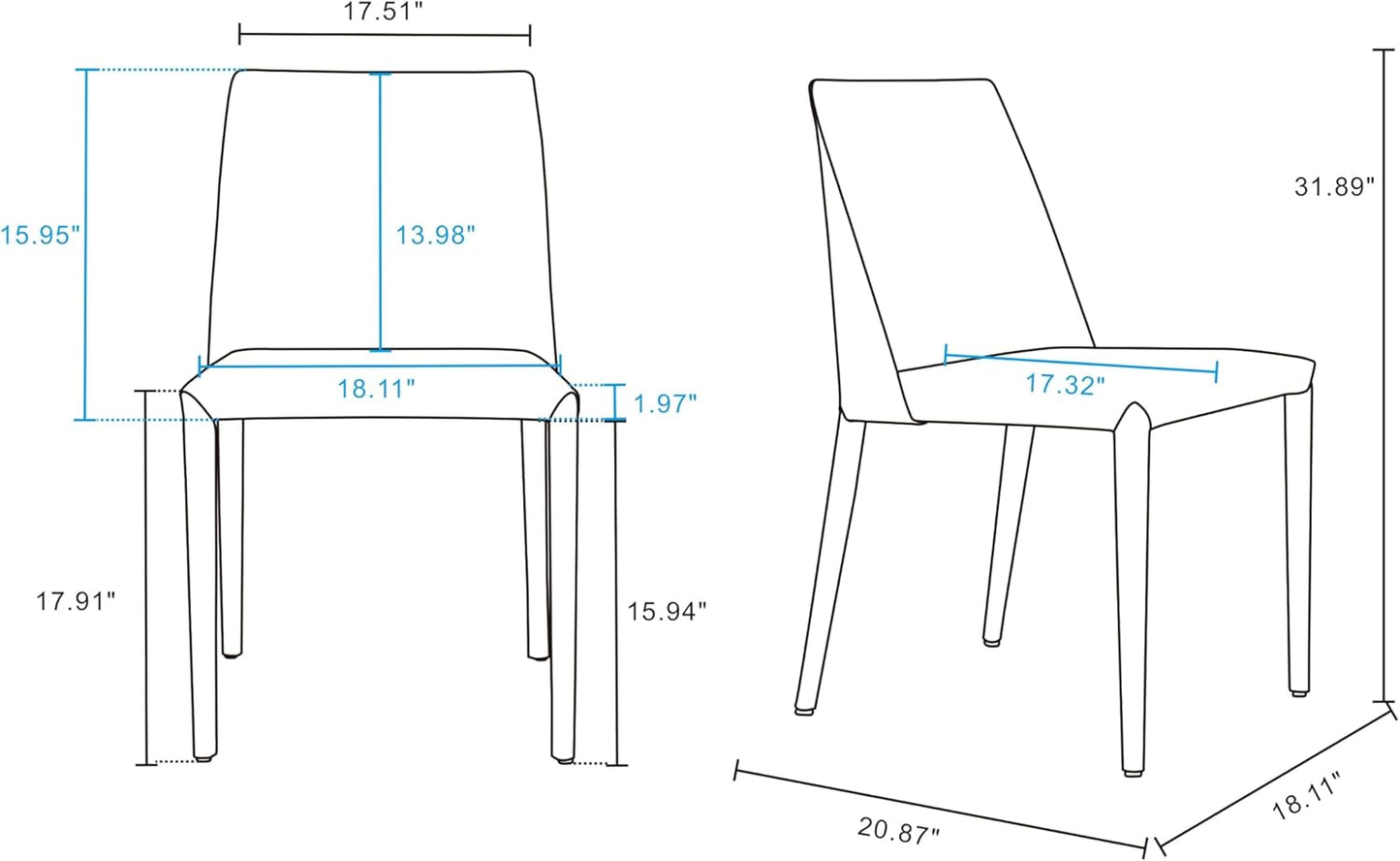 Manhattan Comfort Paris Modern Saddle Leather Dining Chairs, Metal Frame, Comfortable Padded Seat, Fully Assembled Kitchen Accent Furniture, Set of 2, Set of 2, Coral