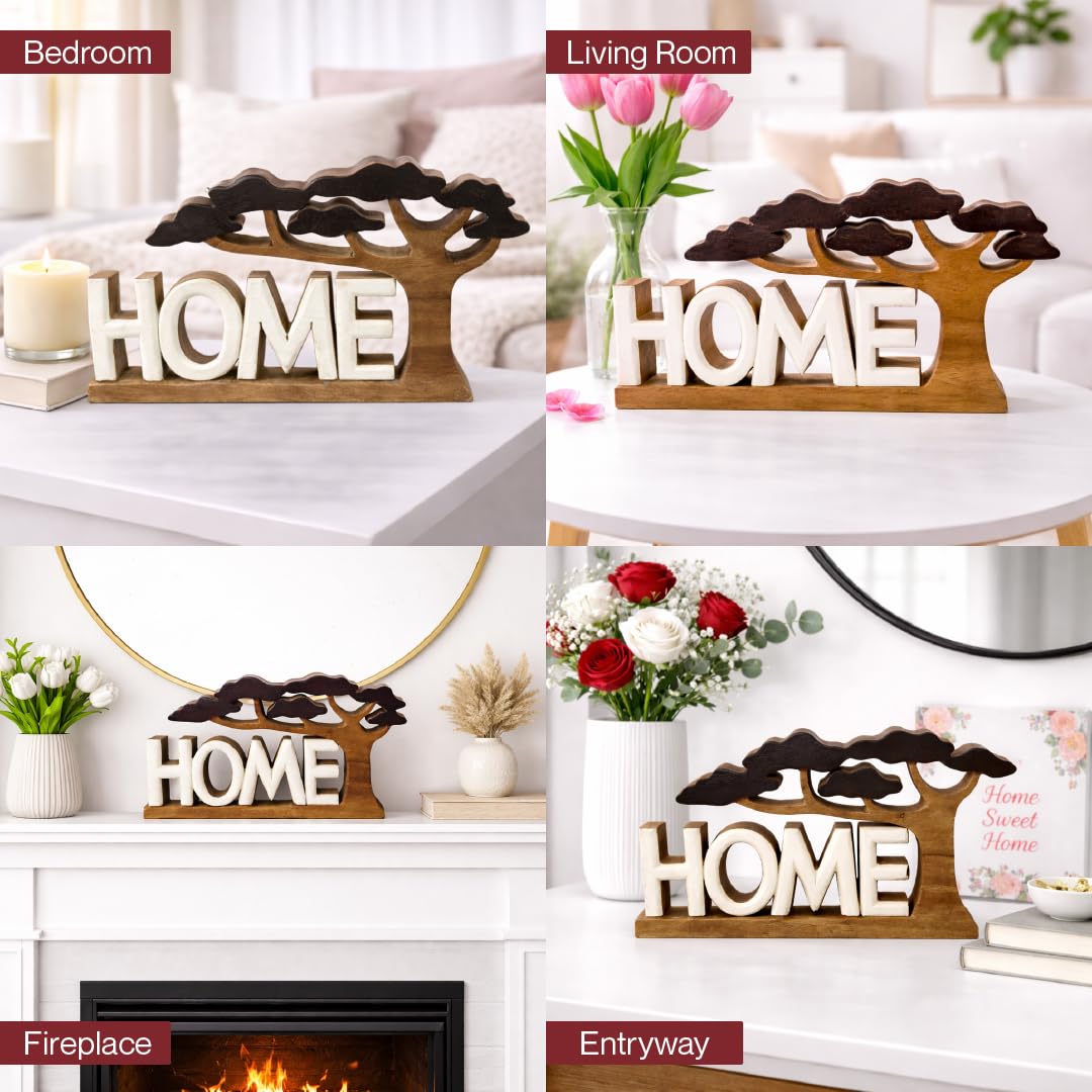 Decozen Wooden Home Sculpture, Gift for Mom, Home Decor, Living Room, Boho, Coffee Table, Centerpiece Table Decorations, Mantle, Shelf, Decor Farmhouse, Christmas Decorations, Mothers Day Gifts