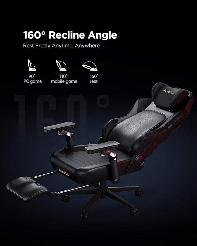 AutoFull M6 Gaming Chair, Ergonomic Office Chair with Ventilated Heating, AUTO Dynamic Tracking Lumbar Support, 6D Adjustable Armrests and Footrest (Black)
