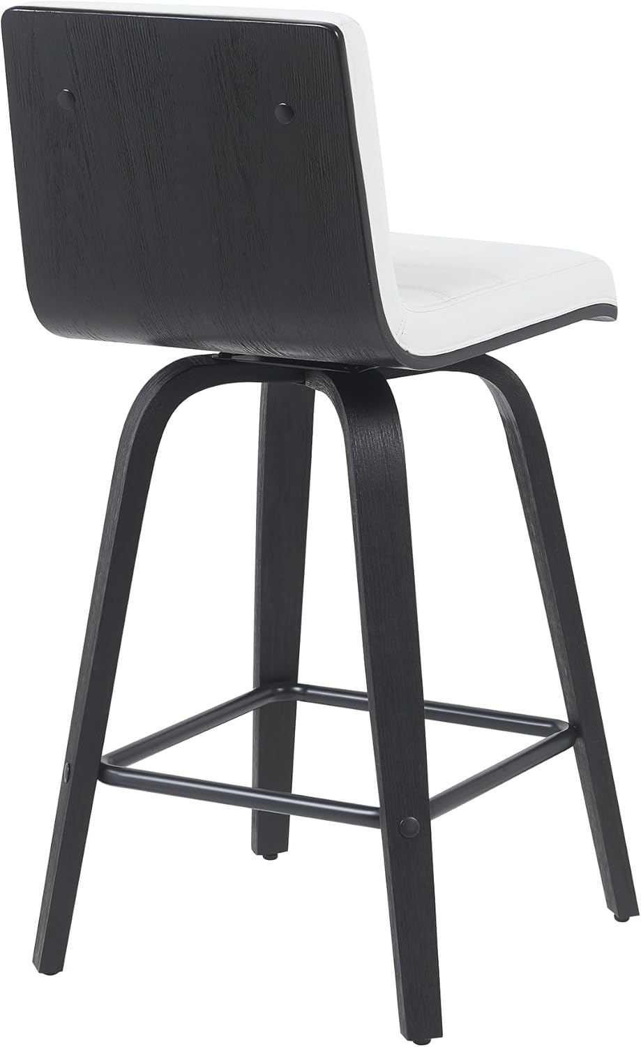 Armen Living Vienna Modern Swivel 26" Counter Height Barstool with White Faux Leather and Black Wood Finish
