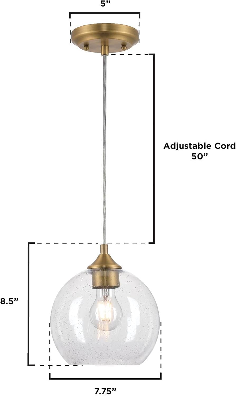 Westinghouse 6130600 Tatze Contemporary One Light Indoor Mini Pendant, Brushed Brass Finish, Clear Seeded Glass