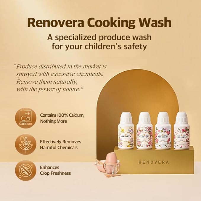 Fruit & Vegetable Wash | 1 Bottle Lasts 1 Year, Gentle Enough for Baby Food, Single Ingredient, Removes Residues, Calcium Helps Keep Produce Fresh 20x Longer
