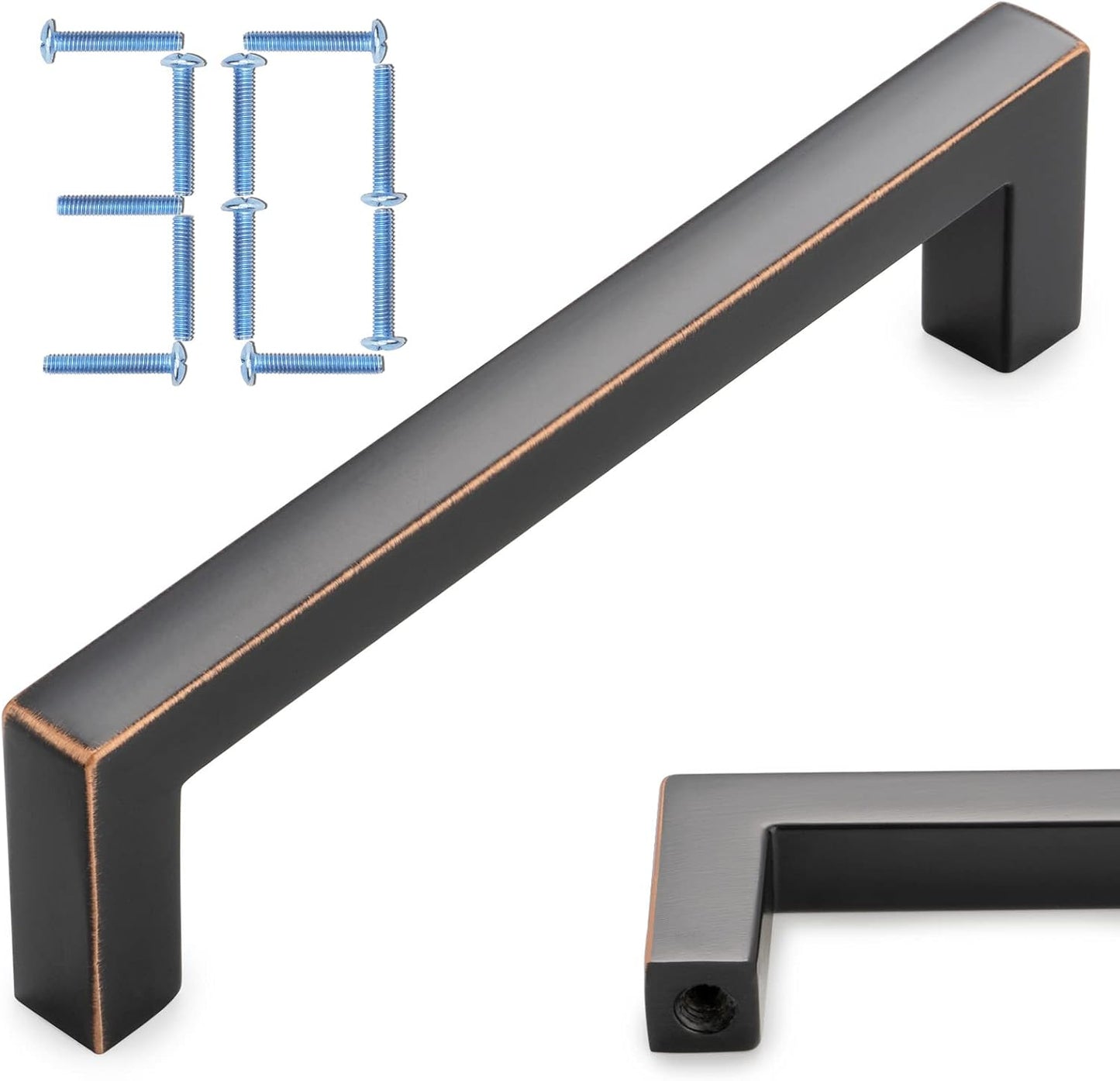 KOOFIZO Solid Square Bronze Kitchen Cabinet Handles Oil Rubbed Bronze Cabinet Pulls, 30 Pack 5 Inch Bronze Hardware for Kitchen Cabinets Drawers Dresser Cupboard Bedroom Bathroom