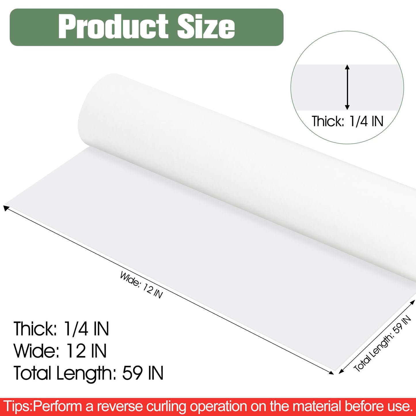 ToLanbbt Self Adhesive EVA Foam Roll - 1/4” Thick, 12” x 59” White Closed Cell EVA Foam Sheets, Weatherproof Soundproof Padding for Automotive, Cabinet, Furniture, Crafts, DIY