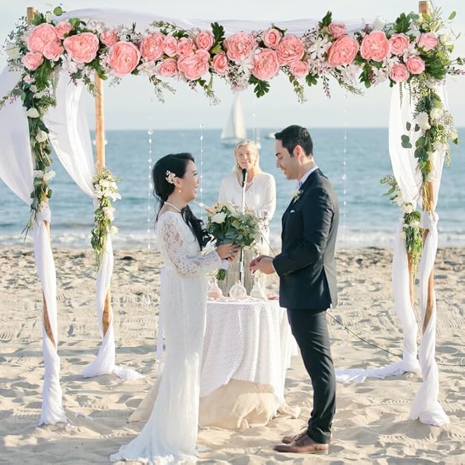 DearHouse Artificial Peony Flower Garland - Silk Peony Garland with Pink Flowers for Wedding Party Table Decoration,6ft/Strand