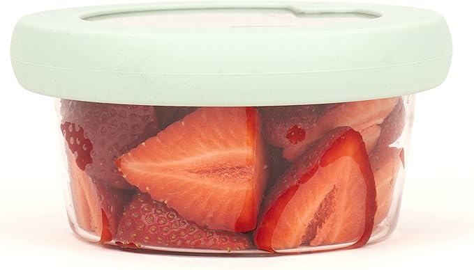 Food Huggers Replacement Lids for Glass Storage Containers Silicone & Glass Lids that Don’t Crack | Fits Most Round Container Brands & Bowls | 100% Plastic Free | 1 Lid (X-Small), Gradual Green