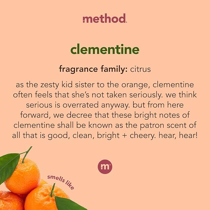 Method Gel Dish Soap Refill, Clementine, Tough on Grease, 36 Fl Oz (Pack of 6)