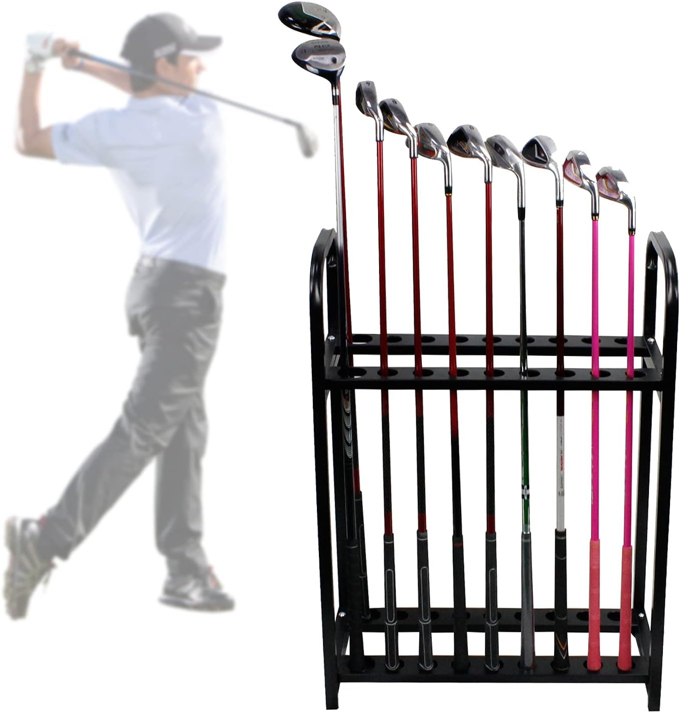 LOYALHEARTDY Golf 18-hole Cue Display Stand, Golf Club Organizers, Golf Club Rack Golf Clubs Shelf,Golf Club Accessories