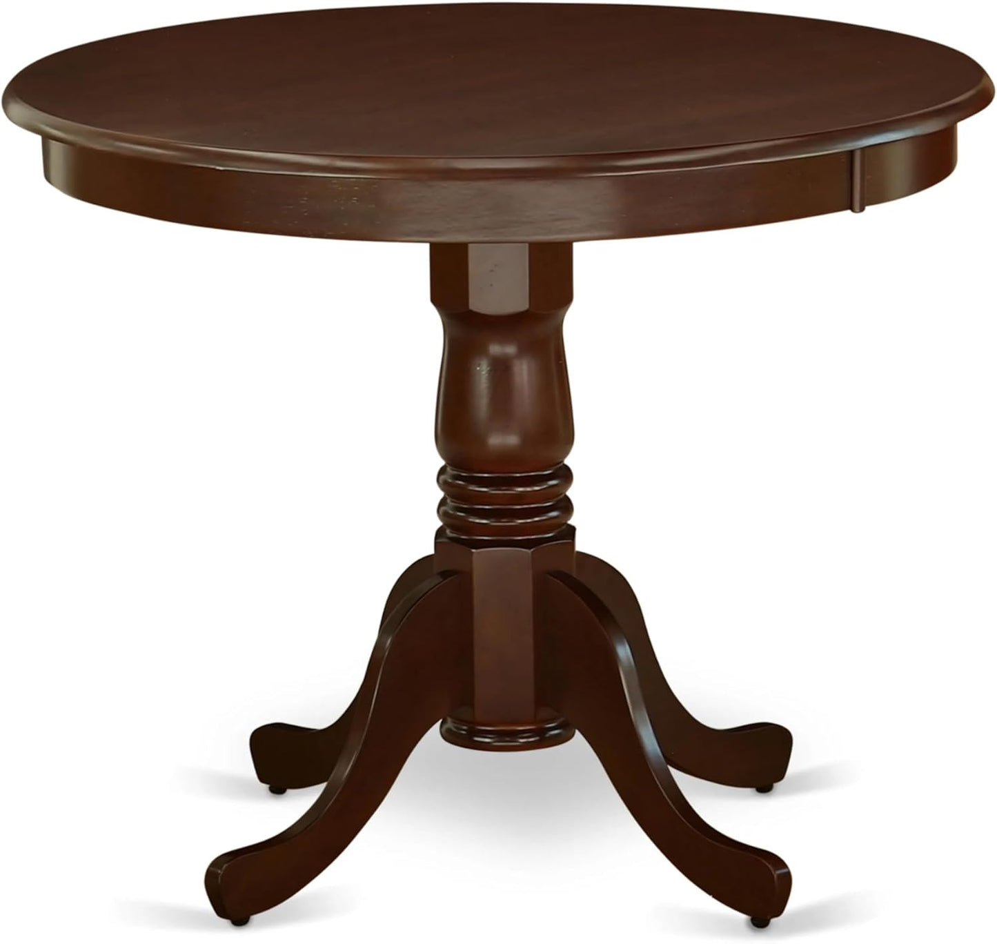 East West Furniture AMIP3-MAH-W 3 Piece Dining Table Set for Small Spaces Contains a Round Kitchen Table with Pedestal and 2 Kitchen Dining Chairs, 36x36 Inch, Mahogany