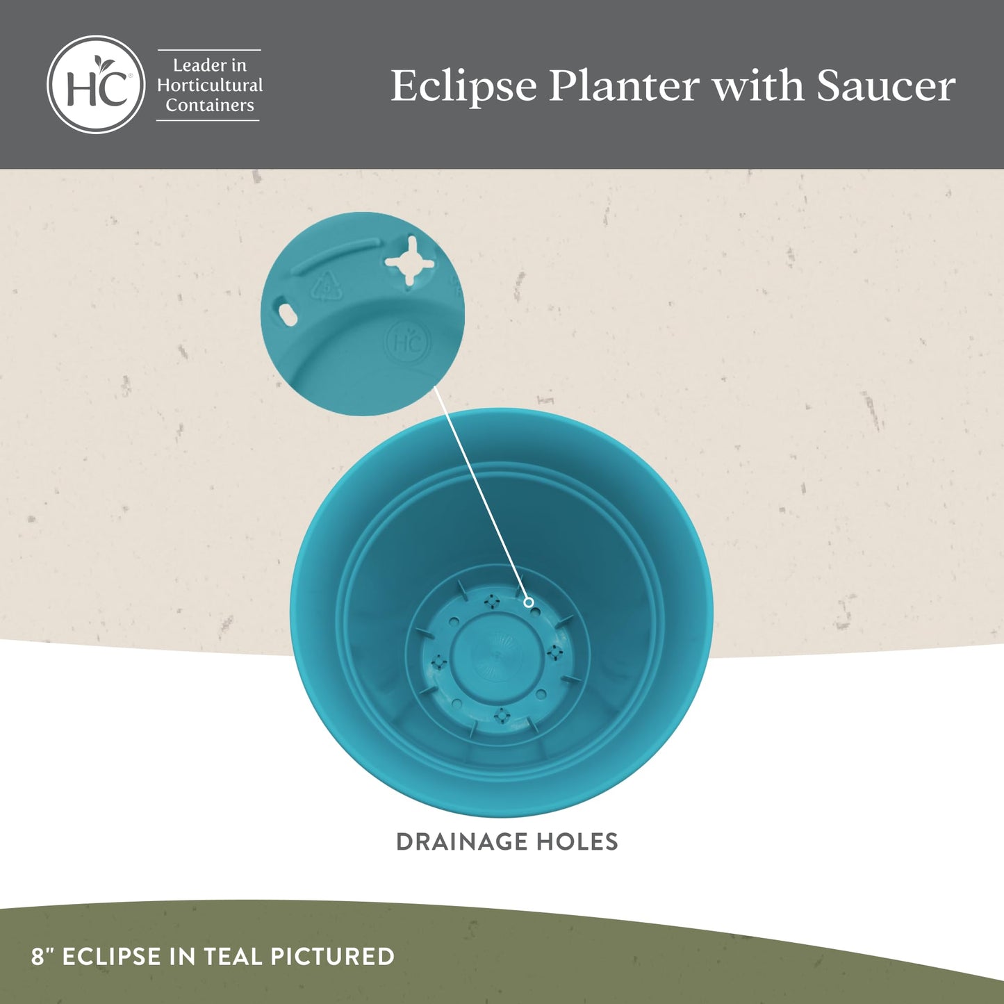 The HC Companies 6 Inch Eclipse Round Planter Pots with Drainage Holes & Attached Saucer, Lightweight UV-Resistant Plastic Indoor & Outdoor Planters, 4-Pack Flower Pots for Garden & Home Decor, Rose