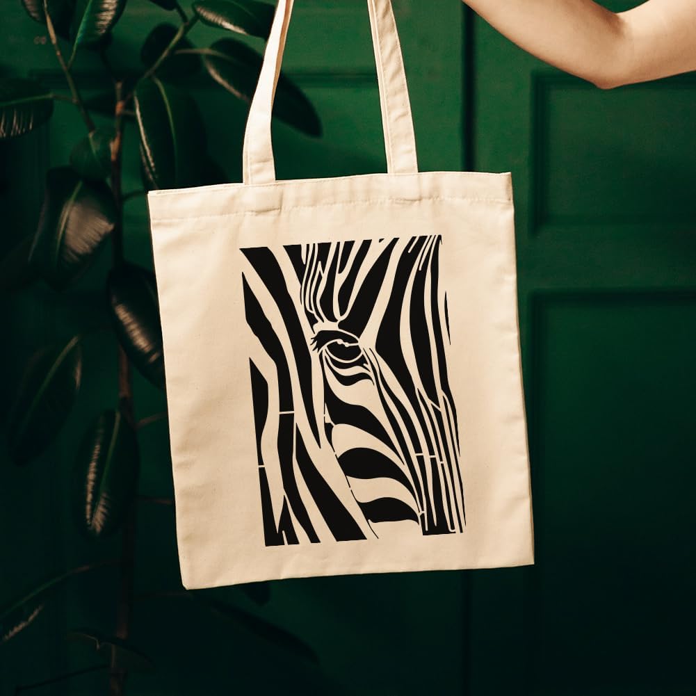 FINGERINSPIRE Peek at Zebras Stencil with a Paint Brush 11.7x8.3Inch Abstract Zebra Pattern Painting Stencil Reusable PET Animal Themes Decoration Template for Painting on Wood Wall Floor Furniture