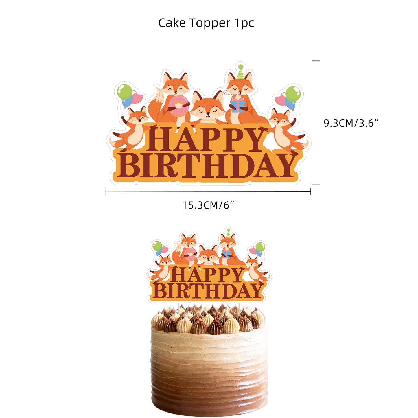 Fox Woodland Animal Birthday Party Supplies - Forest Animal Theme Decorations Kit With Cupcake Toppers, Balloons