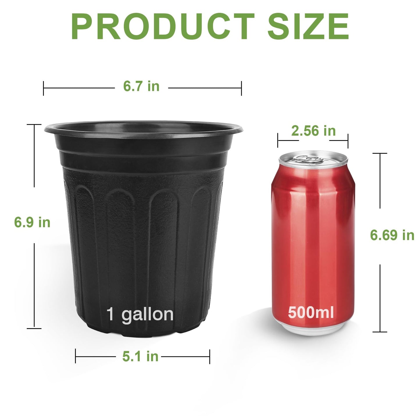 GroTheory 100 Pack 1 Gallon Nursery Pots, 6.7 Inch Plastic Pots for Plants, Plastic Flower Pots, Plant Pot, Seedling Pots for Potting, Seed, Succulent, Planting Pots with Plant Labels