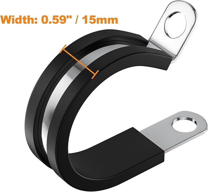 50 PCS 3/16 Inch Cable Clamps - 304 Stainless Steel, Insulated, Hose, Pipe, Sturdy, Wire Clamps