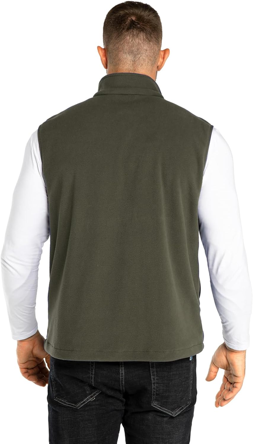 33,000ft Men's Fleece Vest, Lightweight Warm Zip Up Polar Vests Outerwear with Zipper Pockets, Sleeveless Jacket for Winter
