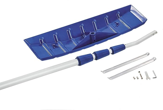 Snow Joe Telescoping Roof Rake, Extendable Leaf & Snow Shovel with Poly Blade, 25 Inch Wide, RJ204M
