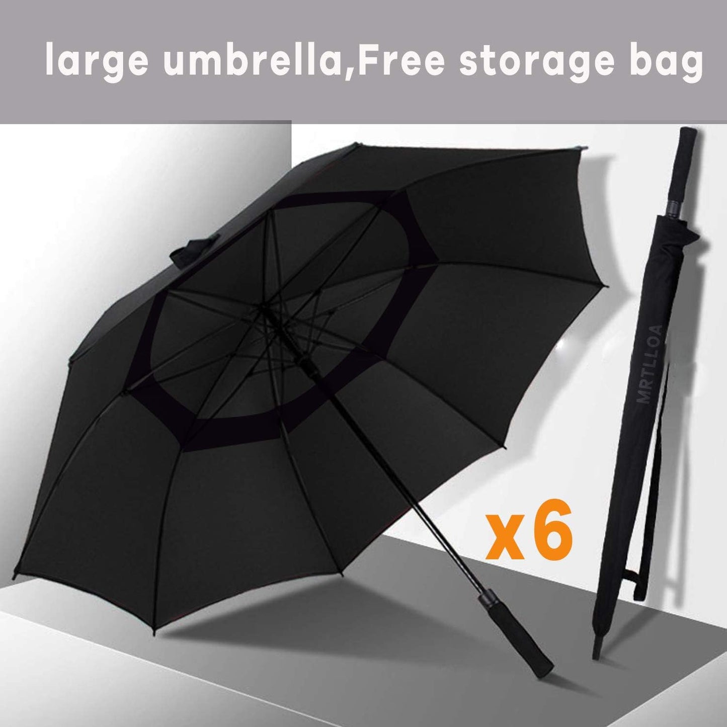 MRTLLOA 6 Pack Golf Umbrella 62/68 Inch Large Oversize Double Canopy Vented Automatic Open Stick Umbrellas for Men & Women