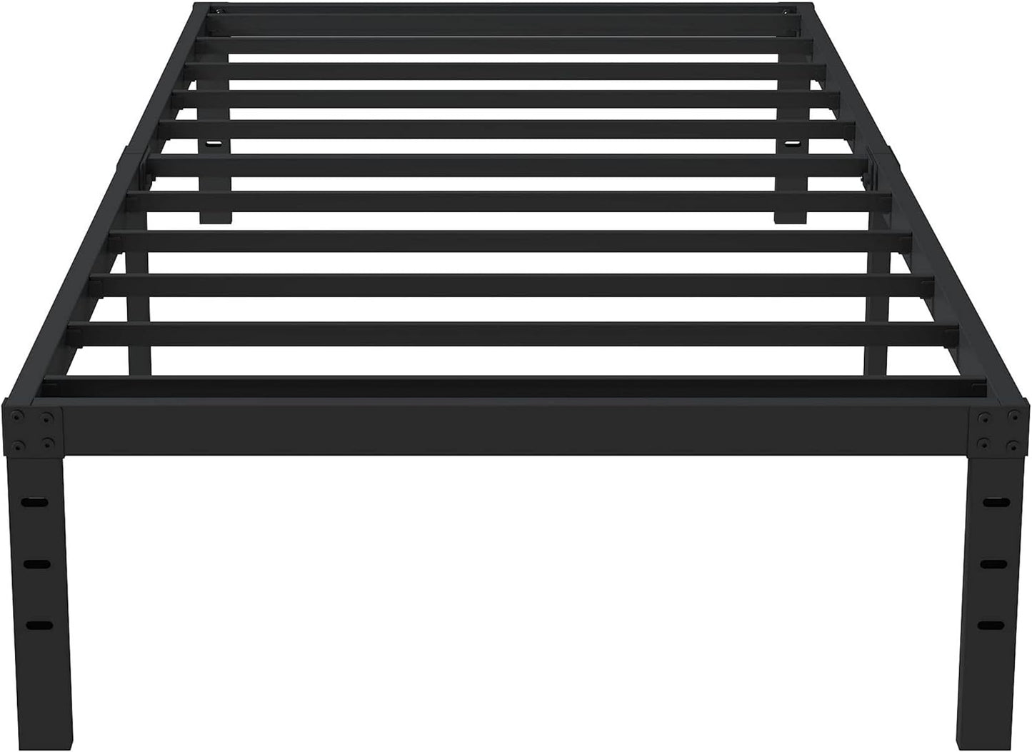 Twin Bed Frame No Box Spring Needed, 14 Inch Heavy Duty Metal Platform Bed Frame Twin Size with Storage, 2500lbs Steel Slats Support, Easy Assembly, Black