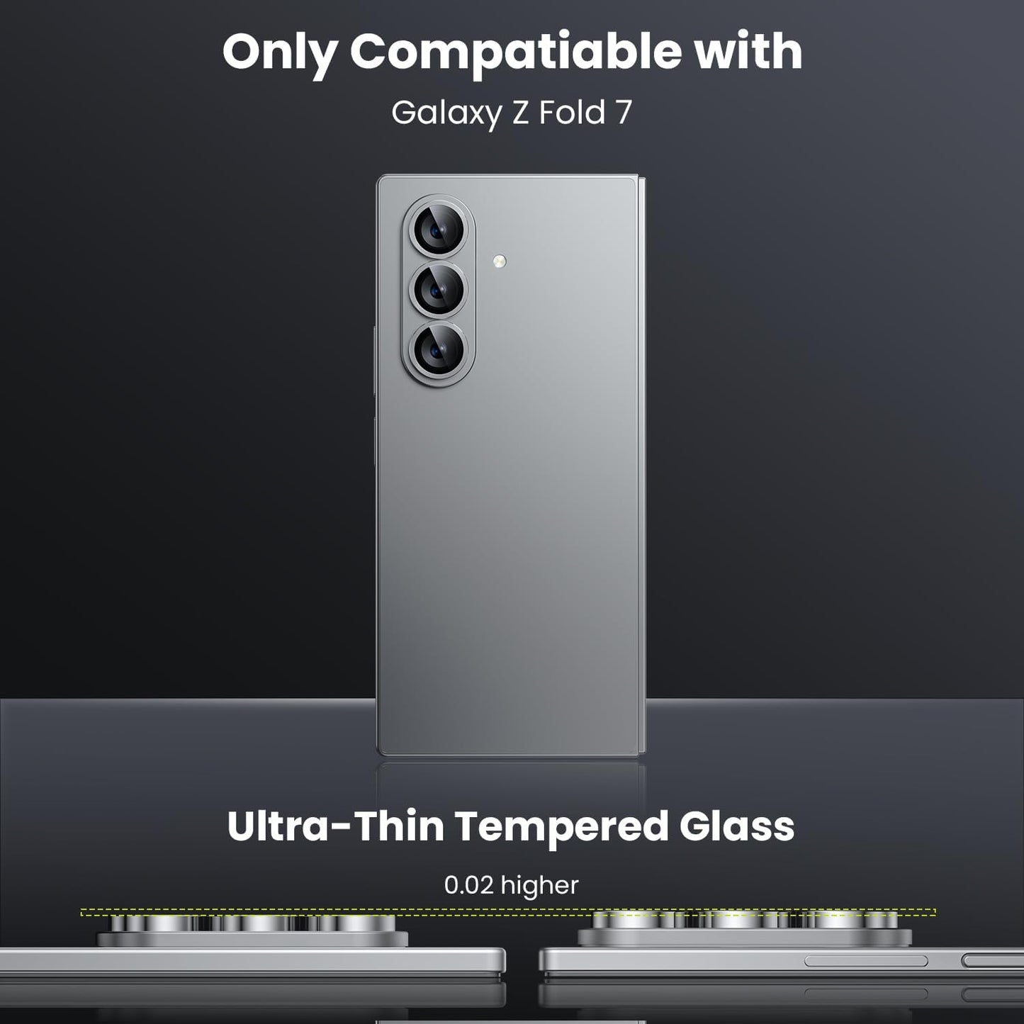 WSKEN for Z Fold 7 Camera Lens Protector Case Cover - Ultra HD Anti-Reflective Tempered Metal Glass Anti Scratch Rear Camera Screen Protector Film for Samsung Galaxy Z Fold 7 5G Accessories,Silver