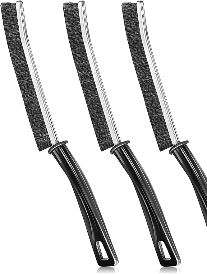 Wdianoutdoor Crevice Cleaning Brush, Heavy-Duty Bristle Brushes for Compact Space Cleaning, Slim Gap Scrubbing Tool, Perfect for Kitchen Surfaces, Window Tracks, Bathroom Tiles & Faucets (BK 3 Pcs)