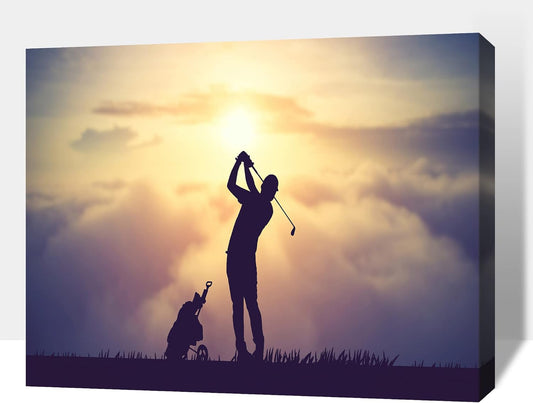 GUTTATY Golf Wall Art, Golf Pictures Posters Canvas Print Wall Decor for Golfer's Man Cave Home Ofice Ready to Hang (18x24 Inches)