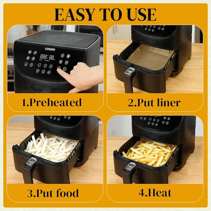 BYKITCHEN Small Air Fryer Disposable Paper Liners for 2 to 5QT Airfryer, Mini Air Fryer Parchment Paper Liners, Compatible with CHEFMAN 2 QT, Cosori 2.1 QT, Dash, Instant Pot Mini Airfryer