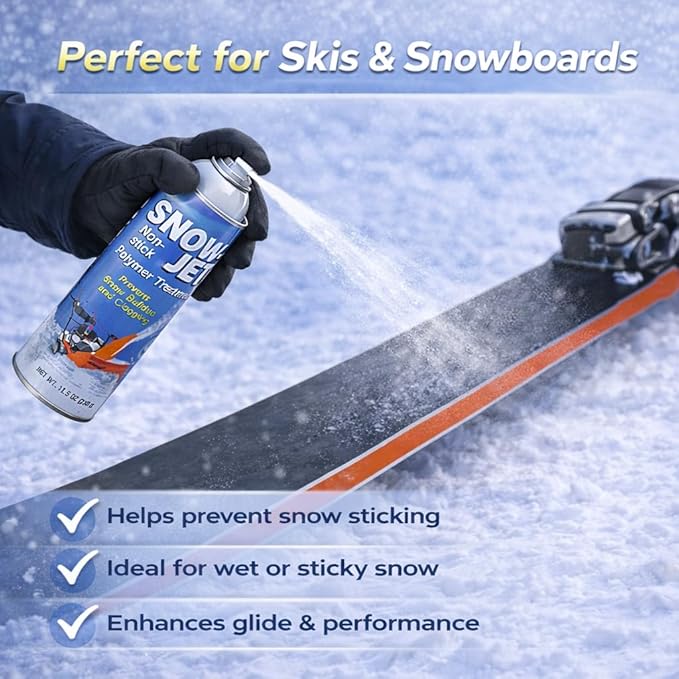 Snow Jet Spray with Can Gun (Pack of 3) 11 oz Aerosol Cans - Non Stick Snow Spray for Shovels, Plows, Snowblowers - Universal Fit - Red Plastic Gun