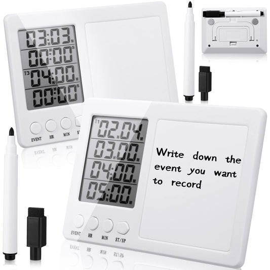 Fabbay 2 Pcs Digital Kitchen Timer Four Event Kitchen Timer with Whiteboard Function Smart for Cooking Learning Task Project