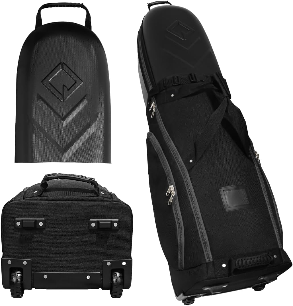 CaddyDaddy Enforcer Golf Travel Bag Crush Resistant Hard Top Protection, 1 Year Full Replacement Coverage, Durable Thick Nylon, Wheels & Lockable XL Zippers. Case for Transporting Clubs on Airlines