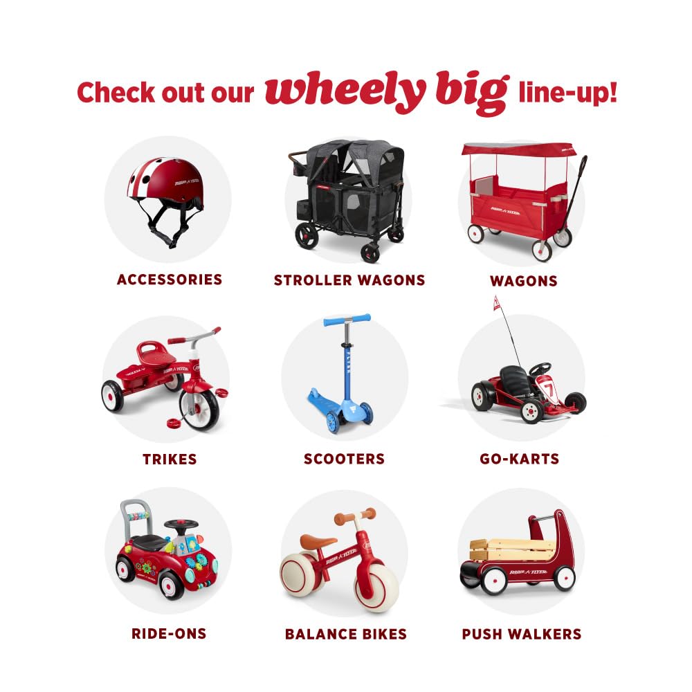 Radio Flyer Air Ride Balance Bike, Red, for Kids Ages 1.5-5, Pedal Free for Quick Learning, Rubber Air Tires, Adjustable Seat, Foot Rest, Ringing Bell, Kid & Toddler Balance Bikes (Amazon Exclusive)