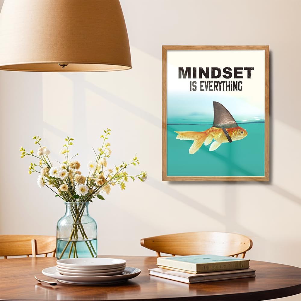 Motivational Wall Art Posters for Home, Office FRAMED - Mindset is Everything - LARGE 11X14 - Inspirational Gifts for Men, Students - Entrepreneur Wall Art - Uplifting Self-Improvement Positive Quotes