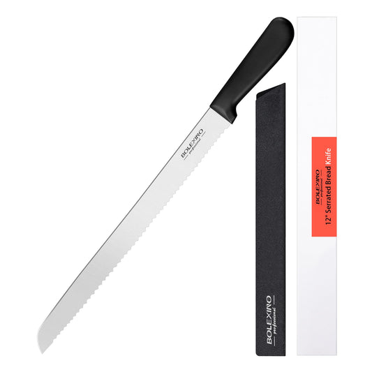 12 Inch Serrated Bread Knife for Homemade Bread, Stainless Steel Wide Wavy Edge Knife, Multi-Purpose Kitchen Knife, Efficient Cake Slicer, Ultra Sharp Baker's Knife for Cutting Crusty Breads, Cake