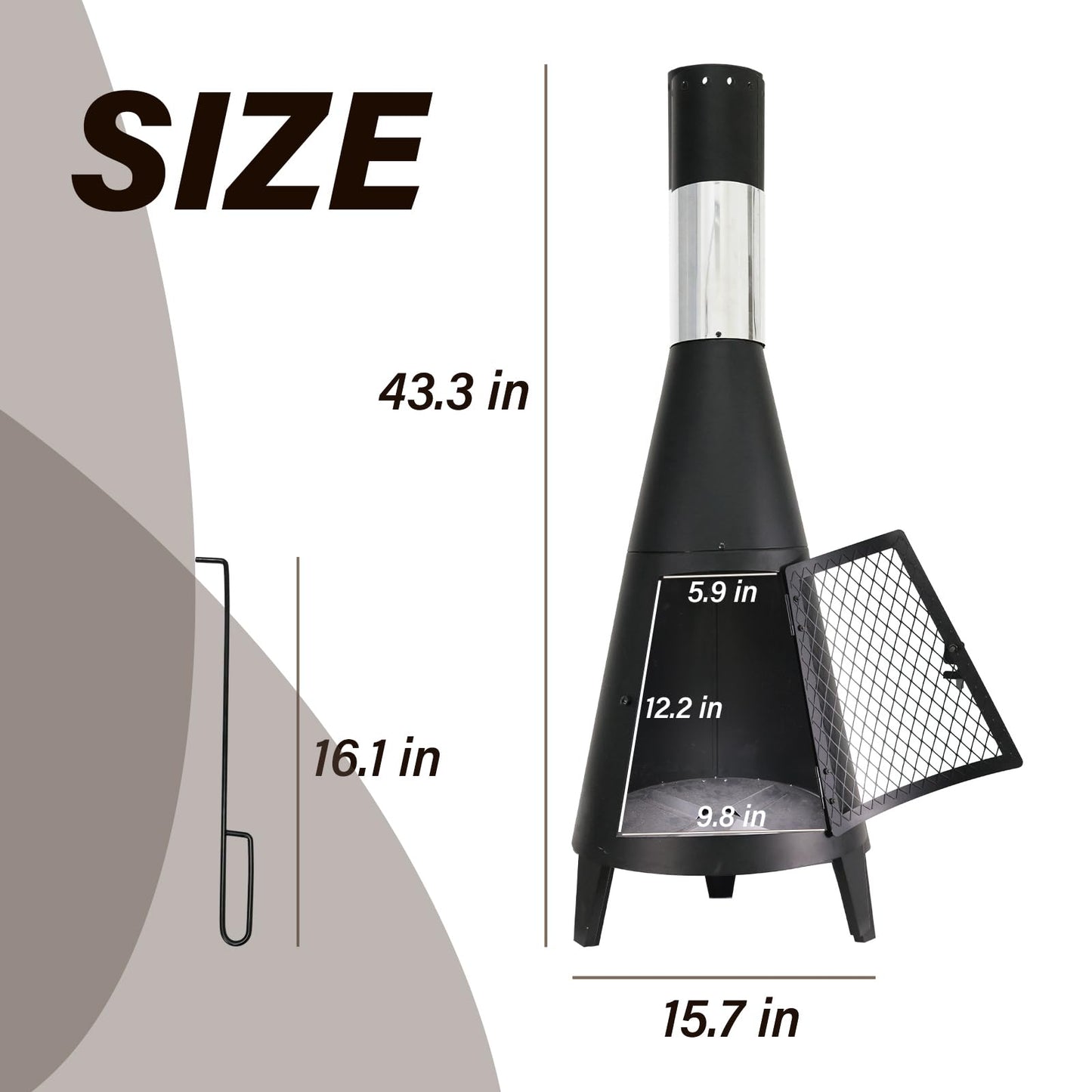 ptlsy 43inch Tall Chiminea Outdoor Fireplace Wood Burning for Backyard and Patio Wood Burning Rocket Fire Pit