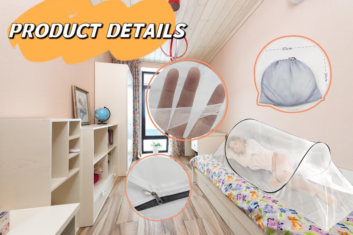 SuperDen Pop Up Mosquito Net, Foldable Mosquito Net Tent for Bed Camping Travel Patio,Portable Mosquito Tent Pop Up Outdoor (1 PCS)