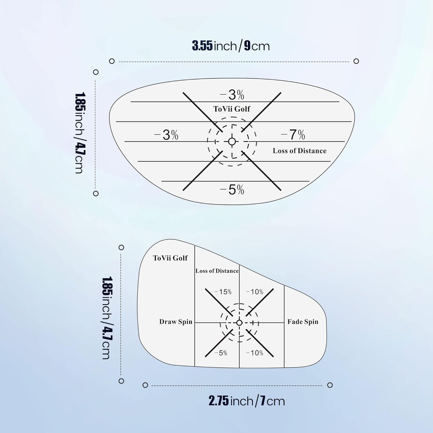 ToVii 300Pcs Golf Impact Tape Set, Self-Teaching Sweet Spot and Shot Consistency Analysis,Each 150 Pcs Club Impact Stickers for Woods and Irons, Useful Golf Training Aid Improve Swing Accuracy
