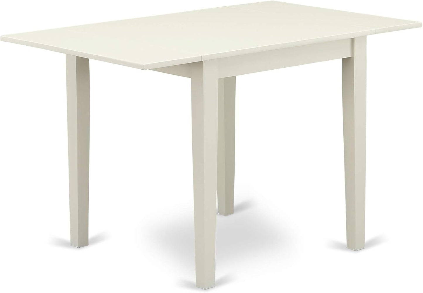 East West Furniture NDBO3-LWH-W 3 Piece Dinette Set for Small Spaces Contains a Rectangle Dining Table with Dropleaf and 2 Kitchen Dining Chairs, 30x48 Inch, Linen White