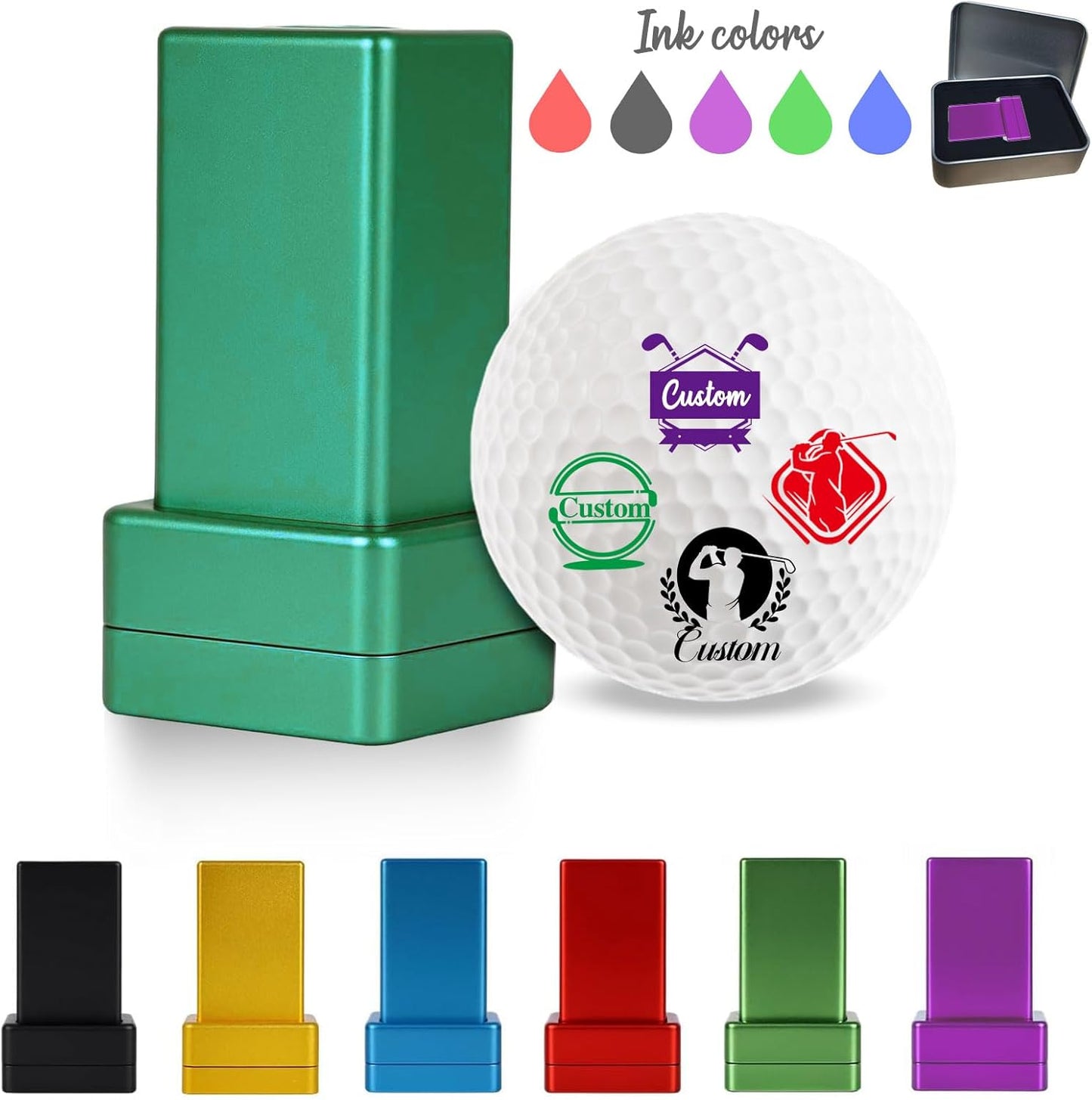 Large 1.18inches Custom Golf Ball Stamp Personalized Stamp with Monogram Logo Design with Logo Text Durable Waterproof - Easy Markings,Self-Inking Gift for Golf Lover Dad Friend Gift (Deluxe-ST)