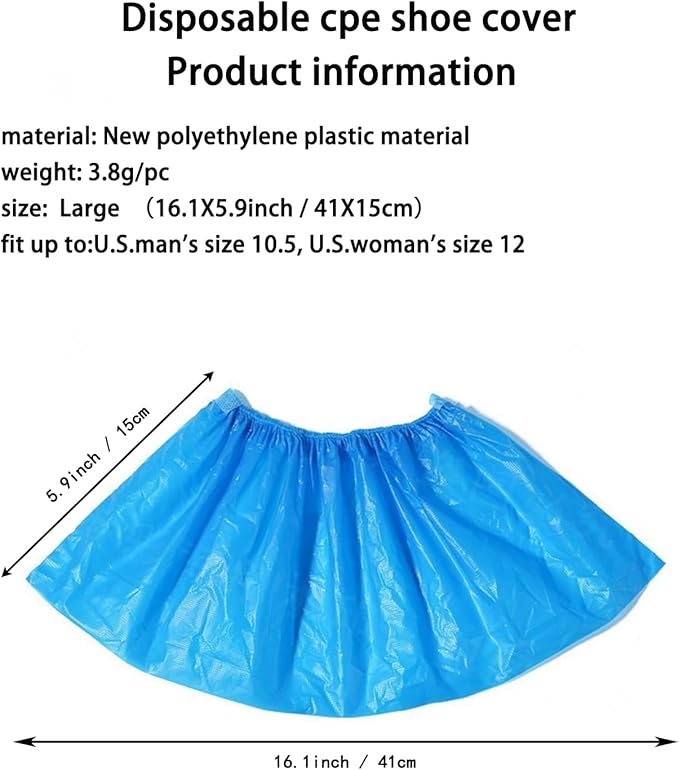 Shoe Covers Disposable Non Slip - 100 (50 Pairs), Waterproof and Recyclable Shoe Booties Covers for Indoors, Disposable Shoe Covers Fits Up To US Men's 11 and Women's 13