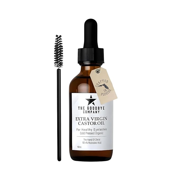 USDA Organic Castor Oil for Eyelashes and Eyebrows Growth - 100% Pure Cold-Pressed, Hexane-Free 60ml with Applicator - Handcrafted in Florida for Hair, Skin & Lashes