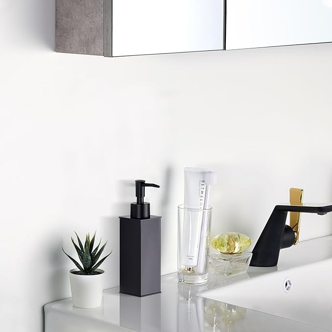 Soap Dispenser Matte Black,Table Standing for Bathroom Kitchen and Hotel, Anti-Rust with Durable Aluminium (2 Packs)