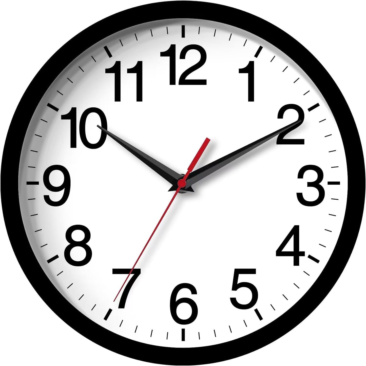 Wall Clock Modern 10 Inch Black Battery Operated Silent Non Ticking Analog for Living Room Office Home Bedroom Kitchen Bathroom