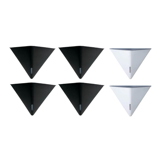 LaLaGreen Bundle - 12" x 4 Pack Black + 12" x 2 Pack White Large Self Watering Geometric Hanging Flower Vase Vessel with Metal Hanger, Modern Stylish Wall Mounted Succulent Pot Holder Decor
