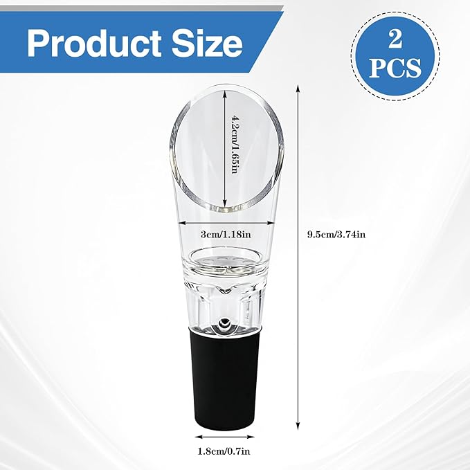 2PCS Wine Aerator Pourer,Wine Air Aerator 2-in-1 Aerating Spout and Decanter Wine Pourer for BBQ,Camping,Party,Restaurant