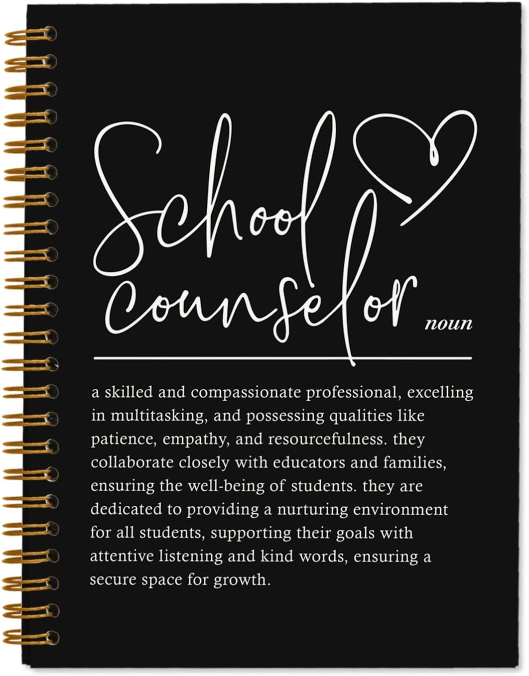 School Counselor Notebook Journal, School Counselor Gifts, Black Journaling Notebook School Supplies, Hardcover Lined Notebooks Spiral, 5.5x8.3