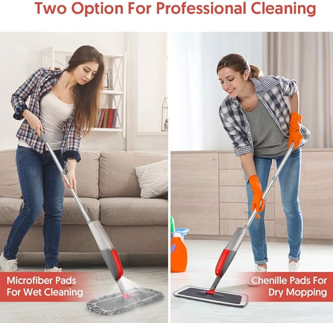 Spray Mops for Hardwood Floors Cleaning: MEXERRIS Falt Mop with 3 Microfiber Pads for Swiffer Powermop - Wet Dust Floor Mop with Sprayer Home Commercial Use for Wood Laminate Wood Tile Vinyl