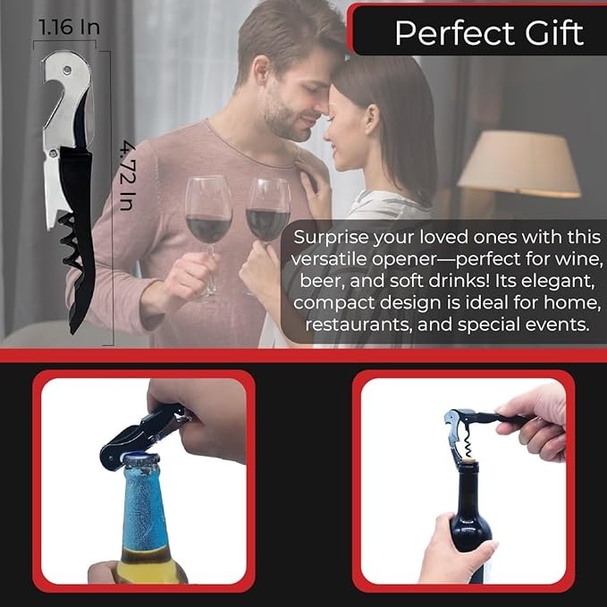 Jar Opener Set 4 Pieces LAGONOVA – Bottle Opener, Corkscrew, 1 Silicone Grip Pads, Lid Remover for Arthritic Hands, Kitchen Essential for Jars, Bottles & Cans