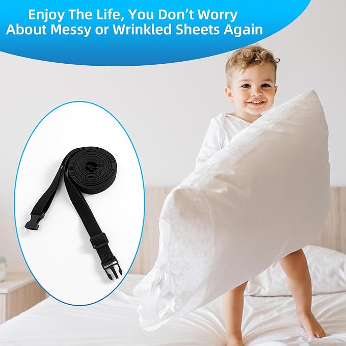 Sheet Fasteners, Adjustable Elastic Bed Sheet Holder Straps, Sheet Holder Band for Corners - Fits All Mattress Sizes