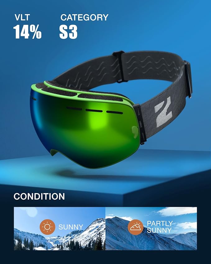 ZIONOR X Ski Goggles - OTG Snowboard Goggles Detachable Lens for Men Women Adult