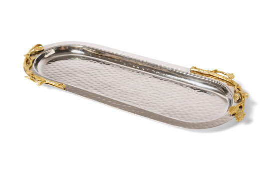 gilt leaf long oval dish